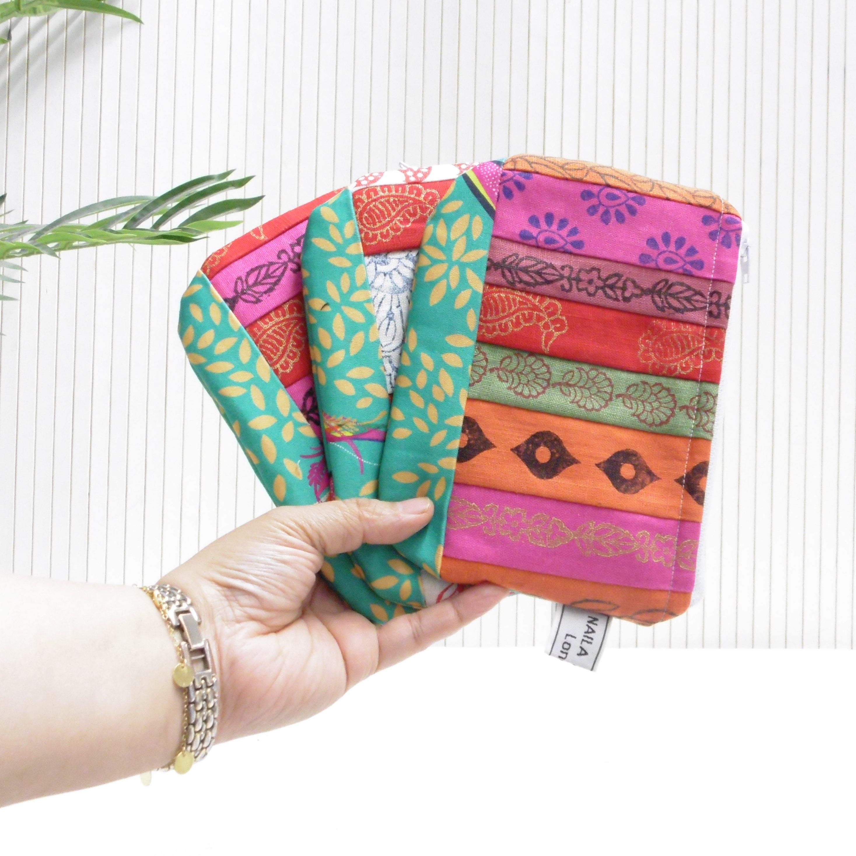 handmade and hand block printed pouches by naila ahmad london
