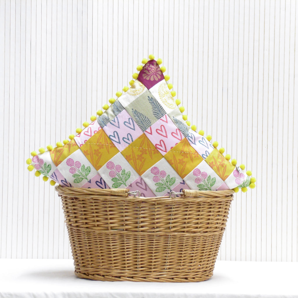 Hand Block Printed Patchwork Cushion – Mela Magic | Handcrafted Artisan Home Décor