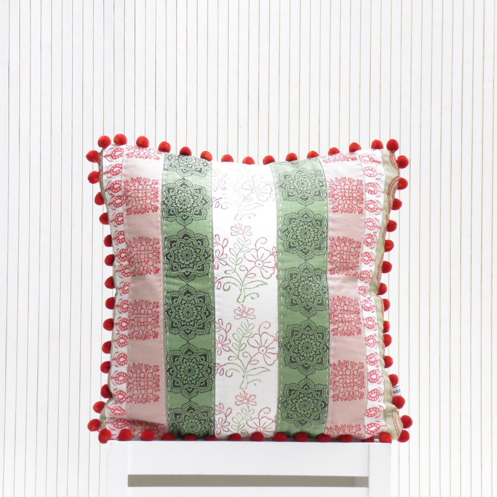 Hand Block Printed Patchwork Cushion – Mela Magic | Handcrafted Artisan Home Décor