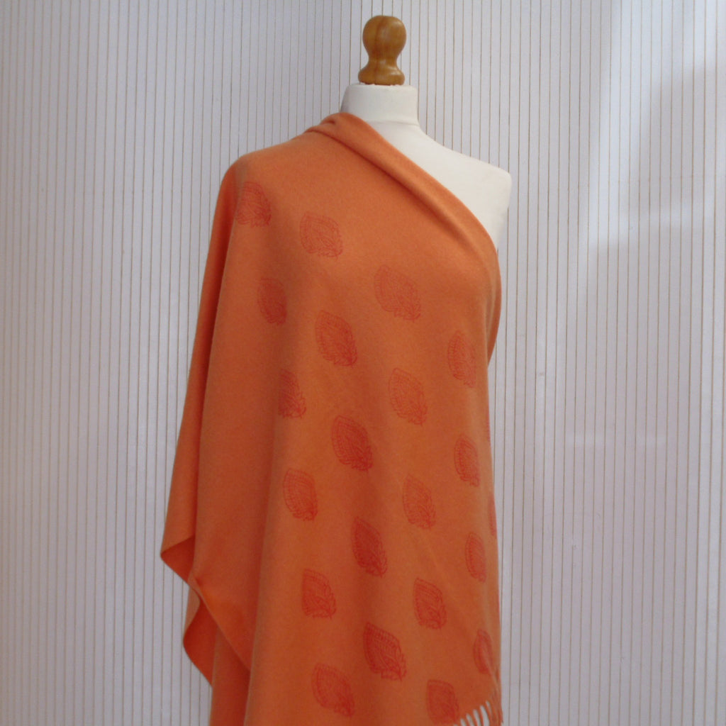 Hand Block Printed Cashmere Blend chunky Winter Shawl - Riwayat