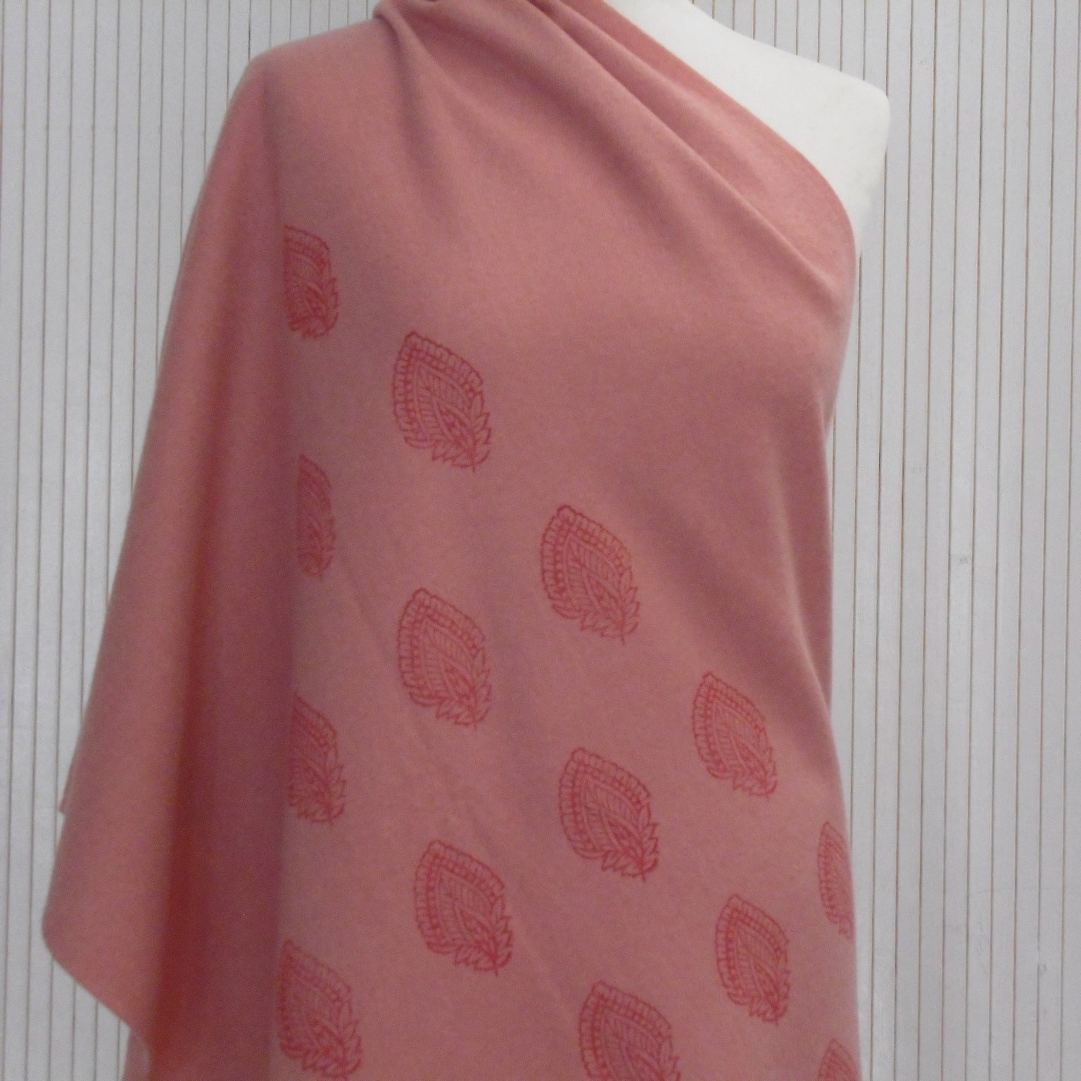 Hand Block Printed Cashmere Blend chunky Winter Shawl - Riwayat