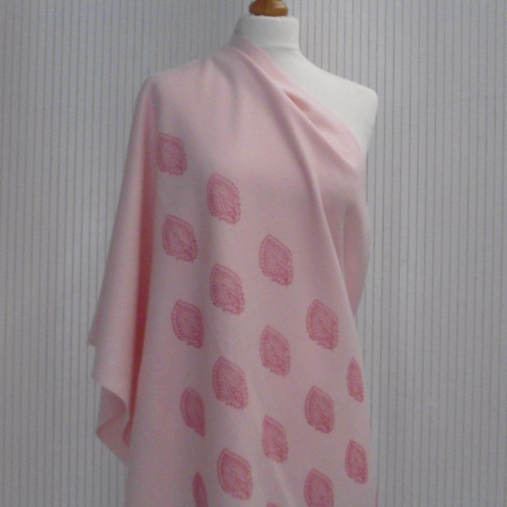 Hand Block Printed Cashmere Blend chunky Winter Shawl - Riwayat