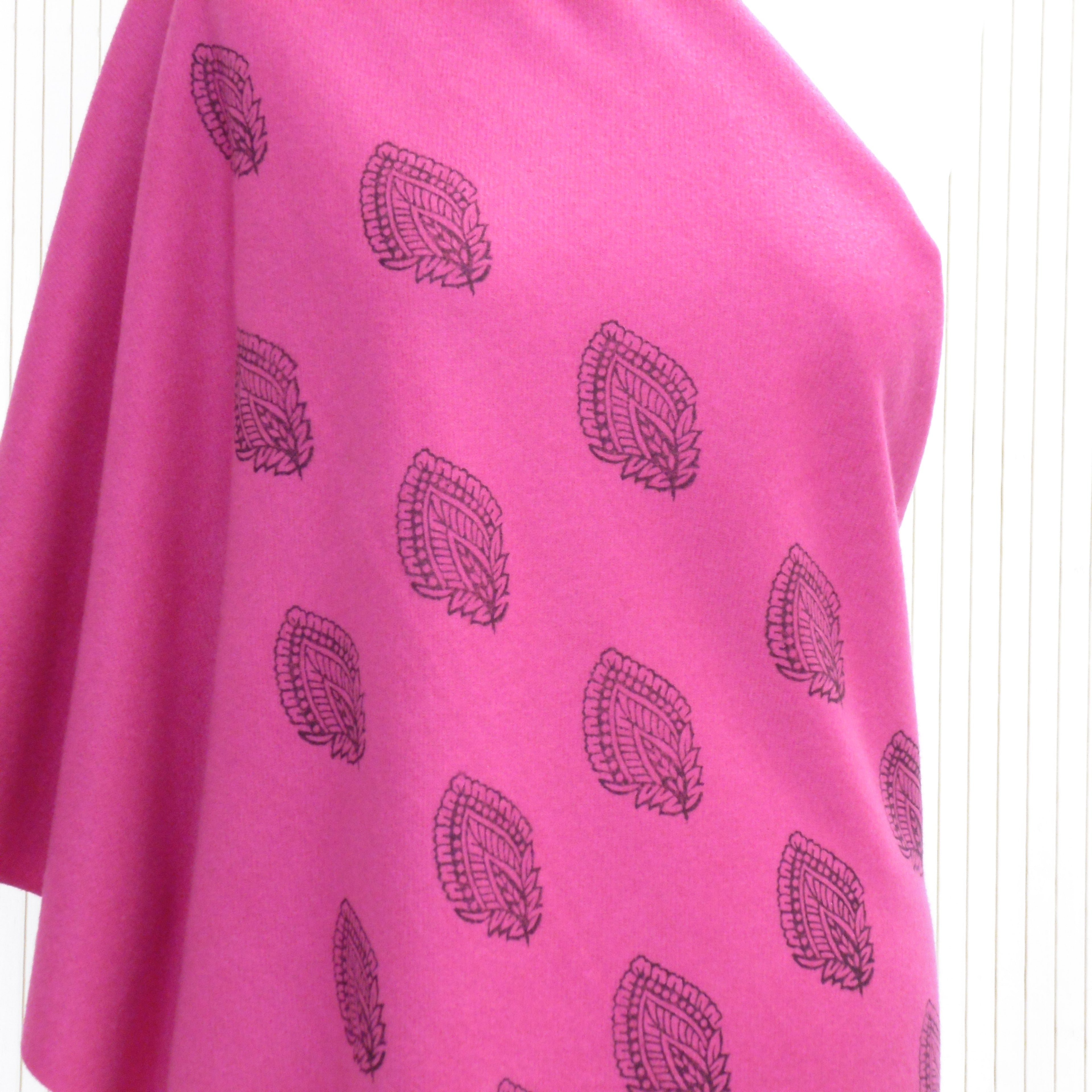 Hand Block Printed Cashmere Blend chunky Winter Shawl - Riwayat