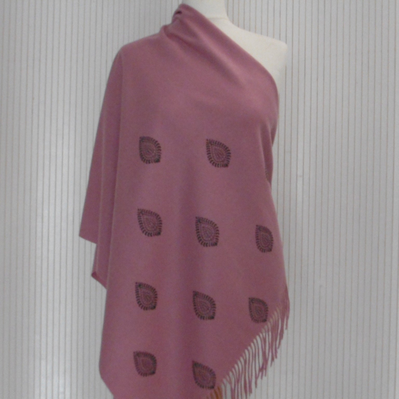Hand Block Printed Cashmere Blend chunky Winter Shawl - Riwayat