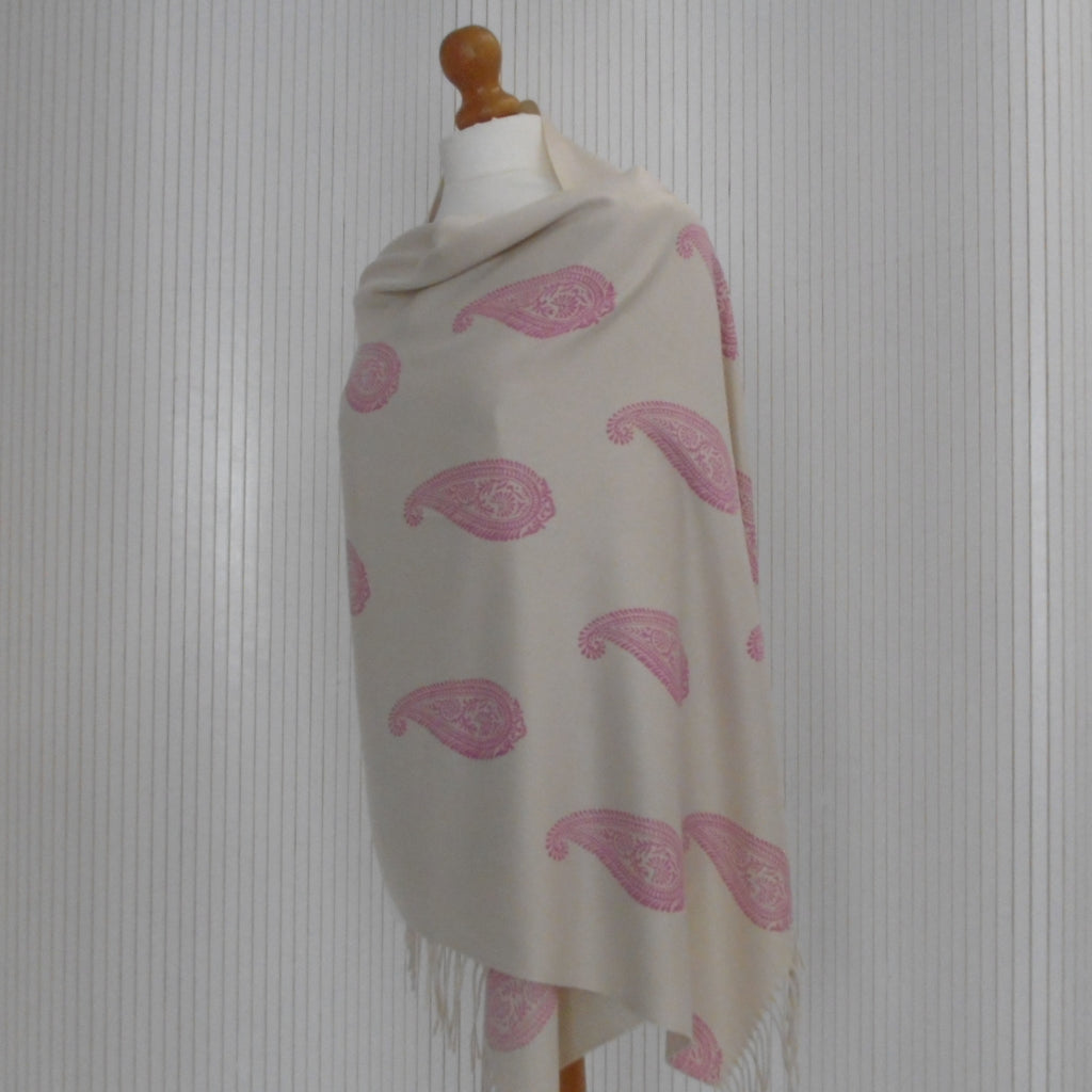 Hand Block Printed Cashmere Blend Light Shawl - Riwayat