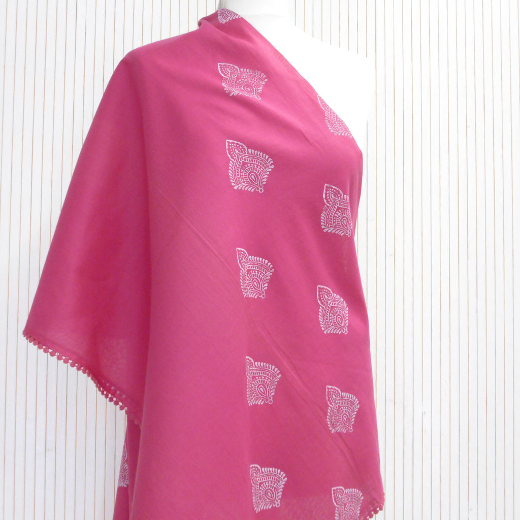 Hand Block Printed Cotton Lawn Scarf - Riwayat