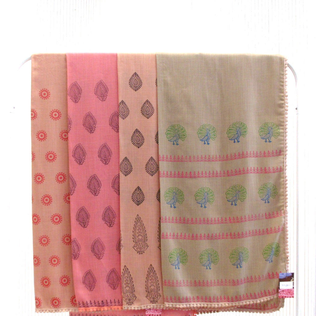 Hand Block Printed Scarf - Cotton Viscose Blend - Limited Edition - Riwayat