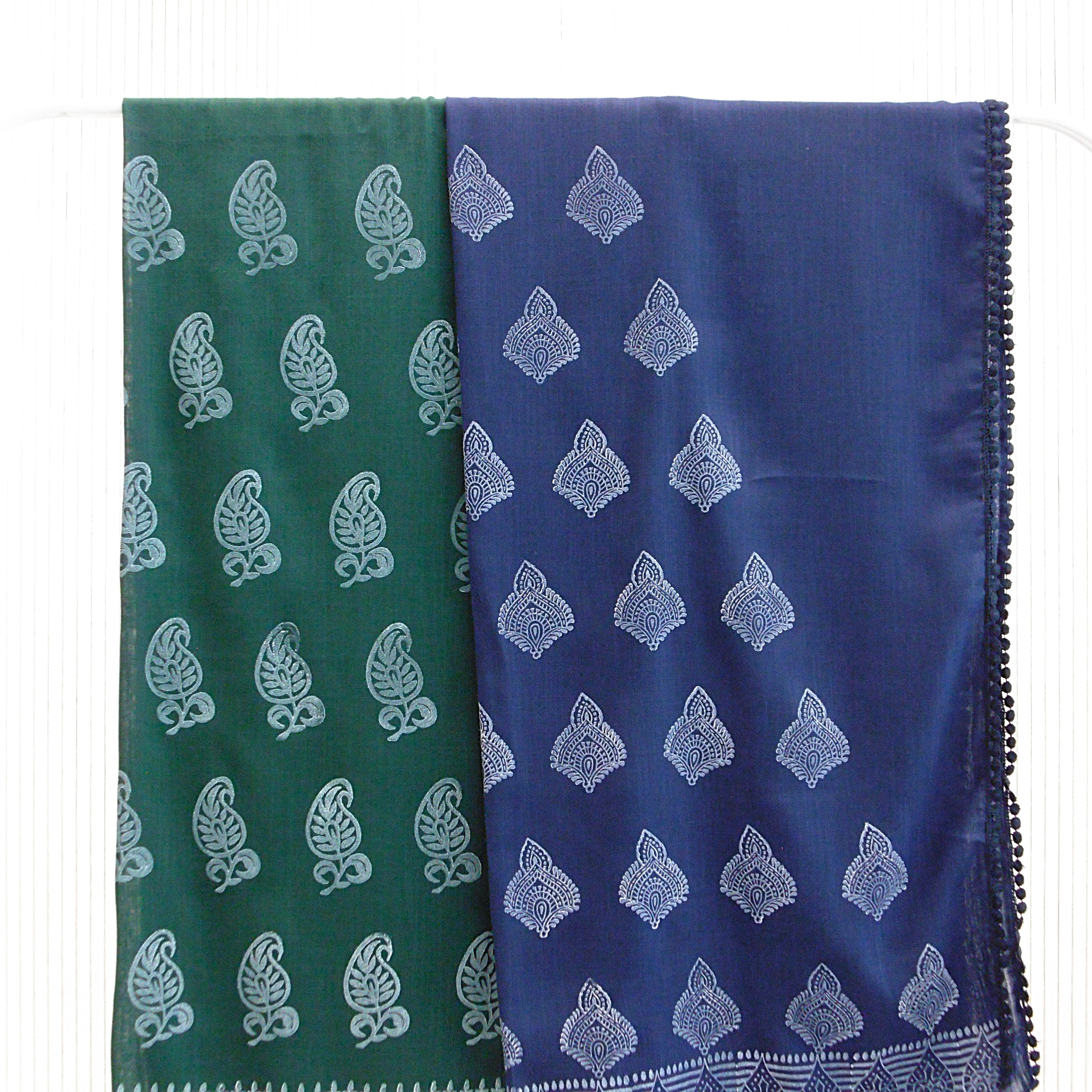 Hand Block Printed Scarf - Cotton Viscose Blend - Limited Edition - Riwayat
