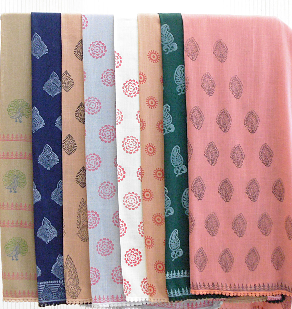 Hand Block Printed Scarf - Cotton Viscose Blend - Limited Edition - Riwayat