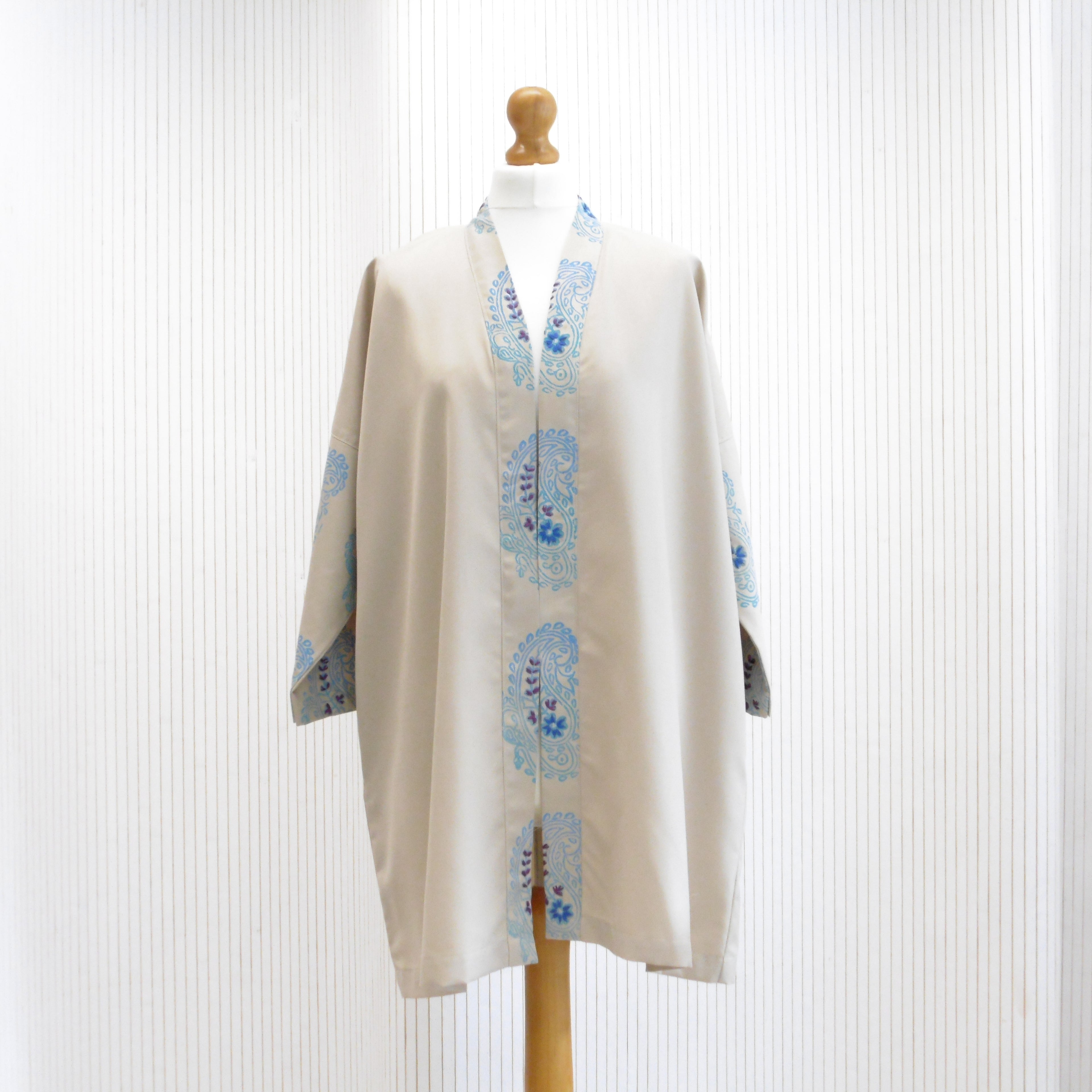 Hand Block Printed Kimono Style Jacket - Gul Boota