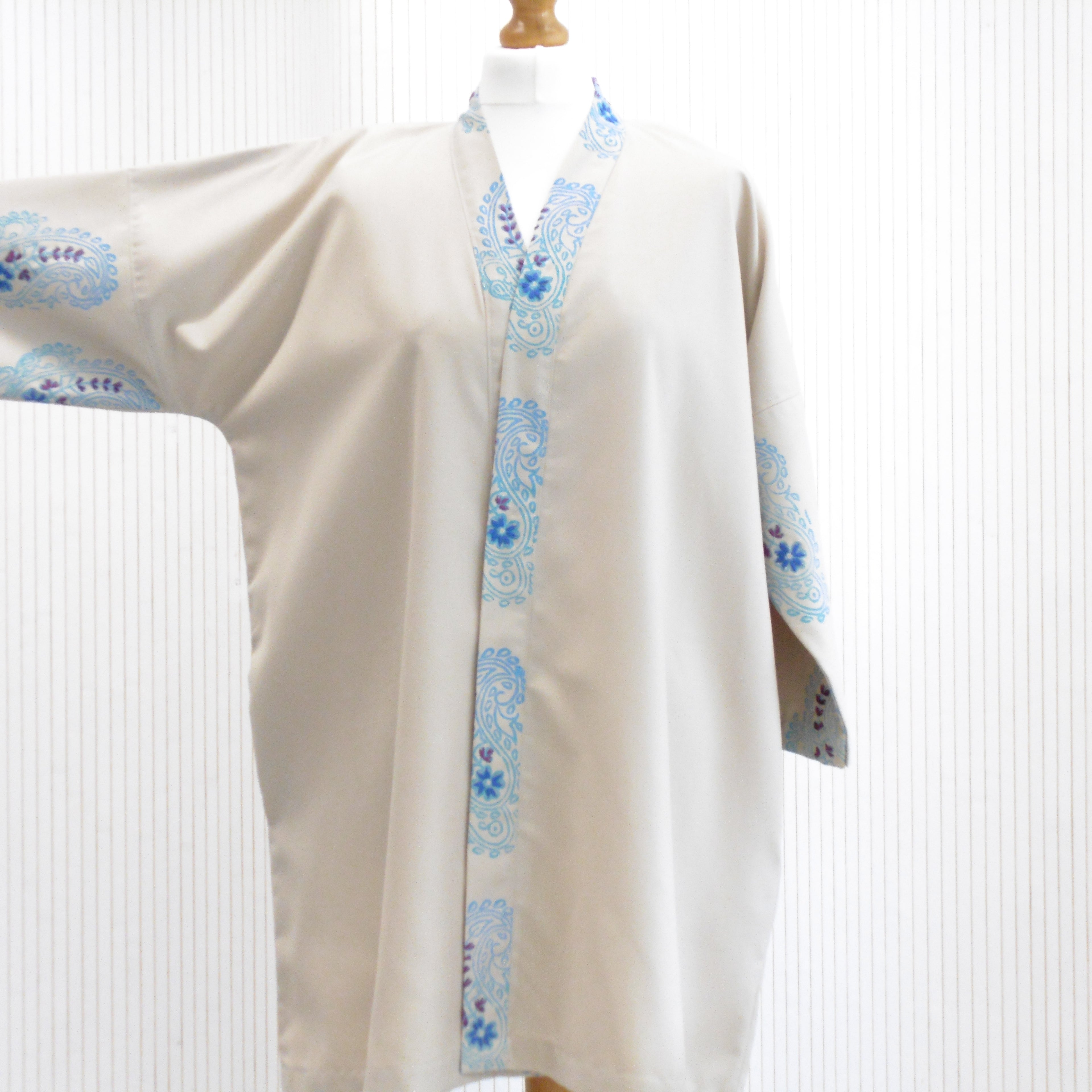 Hand Block Printed Kimono Style Jacket - Gul Boota