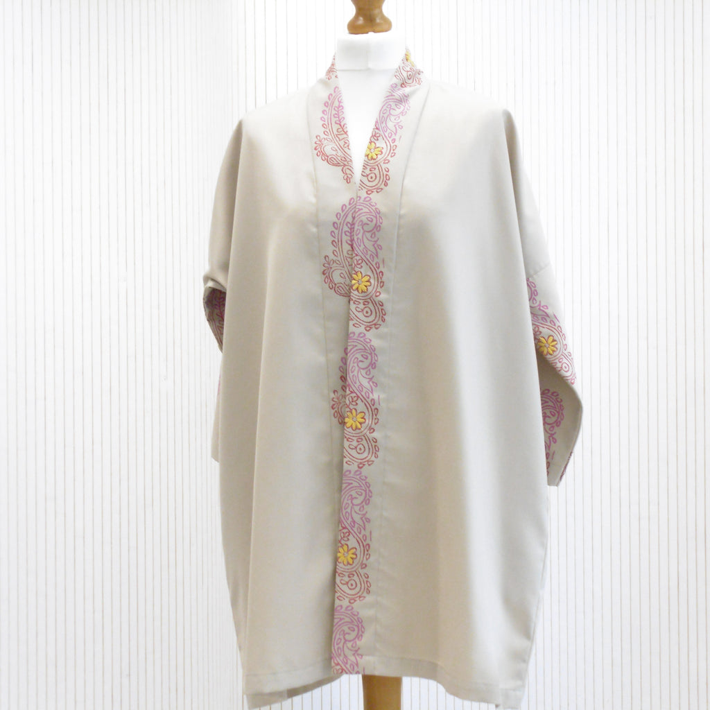 Hand Block Printed Kimono Style Jacket - Gul Boota