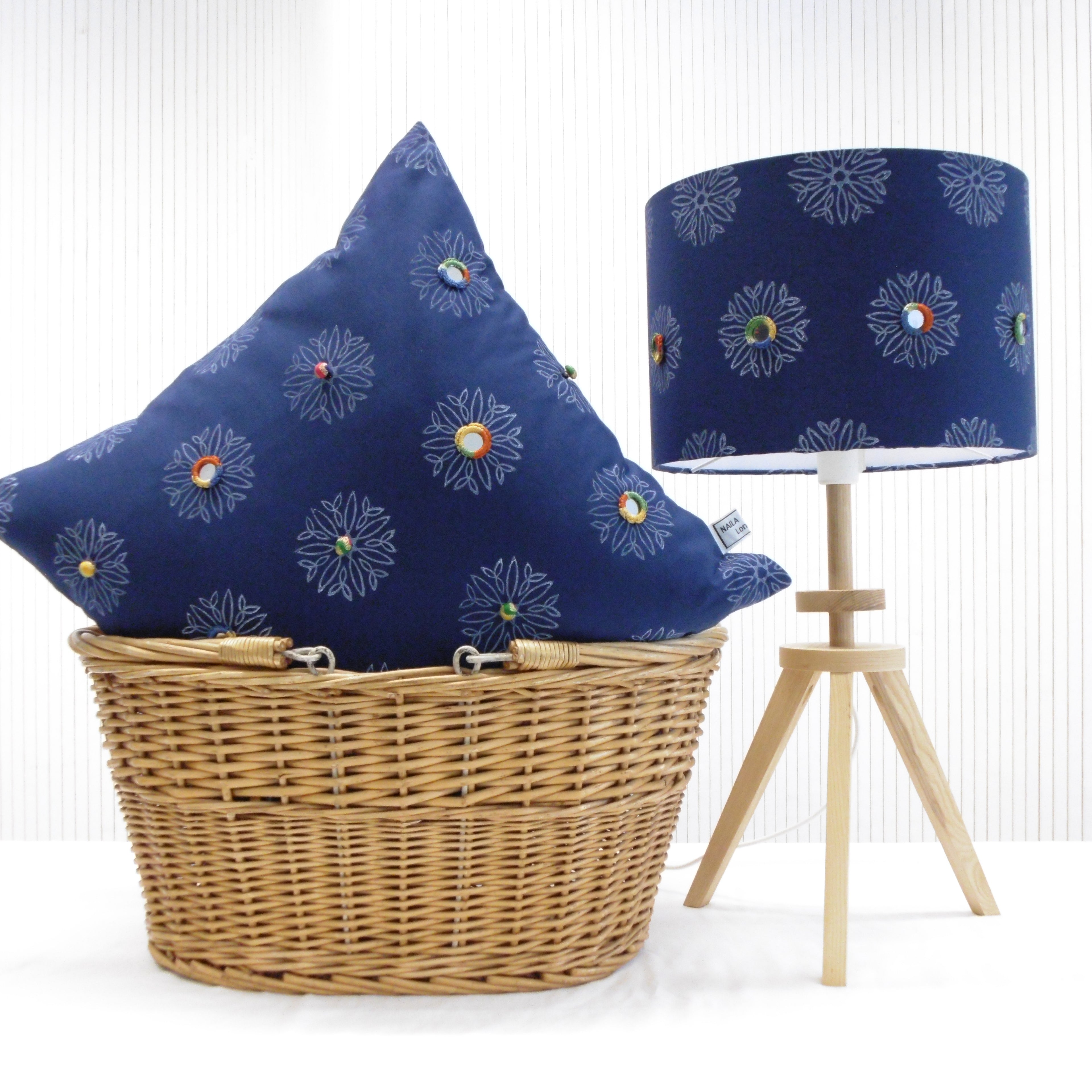 Home Set - Hand Block Printed Cushions with Inserts and Lampshade - Sheesh Mahal