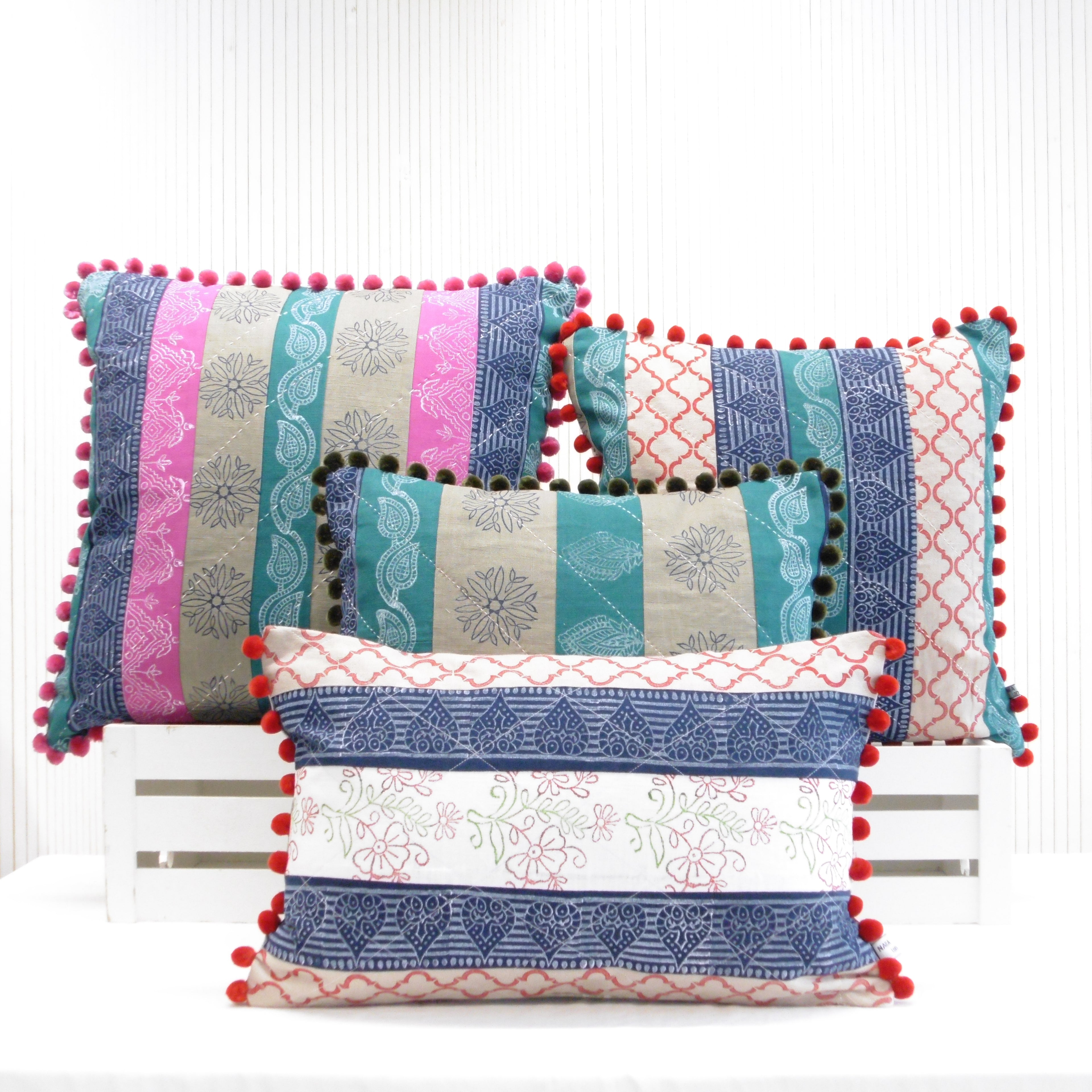 Hand Block Printed Patchwork Cushion – Mela Magic | Handcrafted Artisan Home Décor