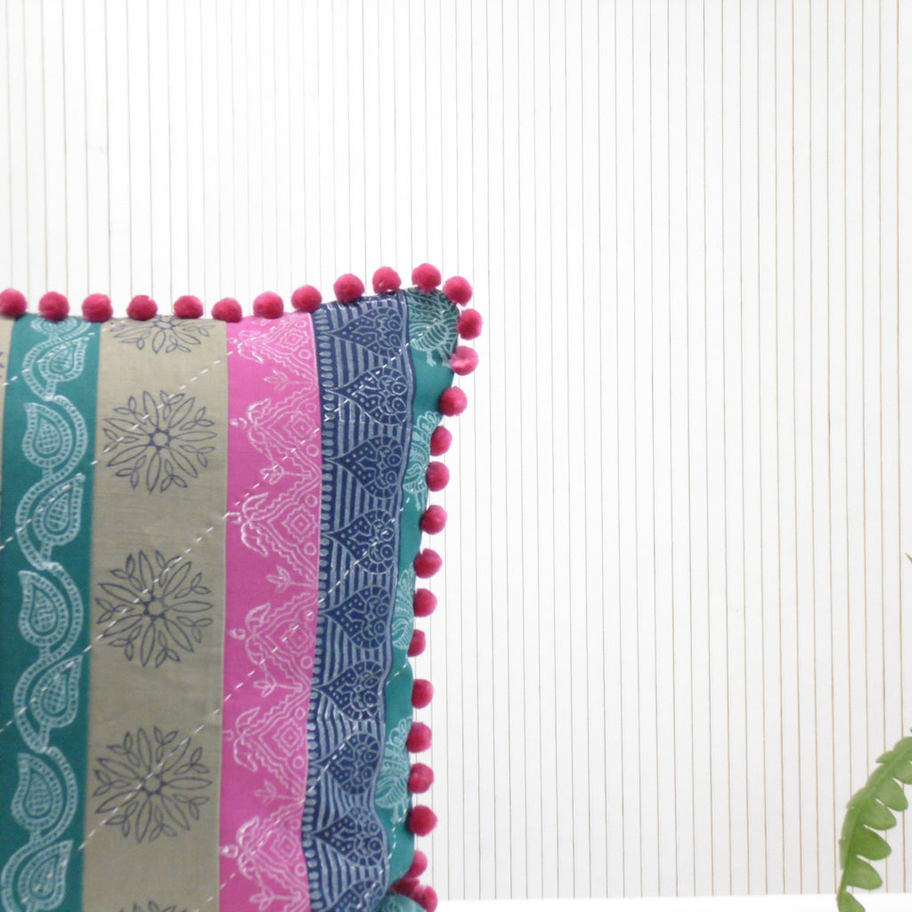 Hand Block Printed Patchwork Cushion – Mela Magic | Handcrafted Artisan Home Décor