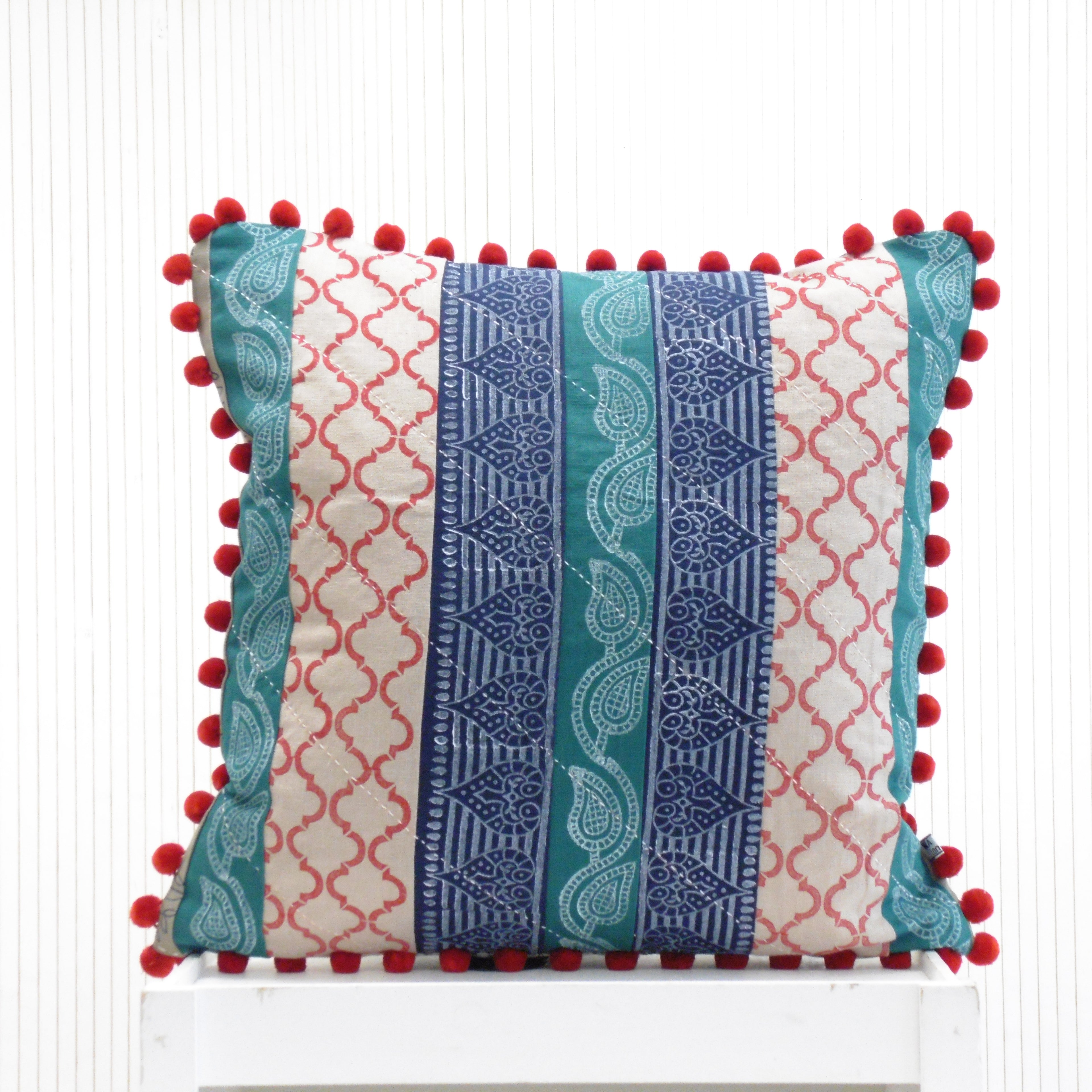 Hand Block Printed Patchwork Cushion – Mela Magic | Handcrafted Artisan Home Décor