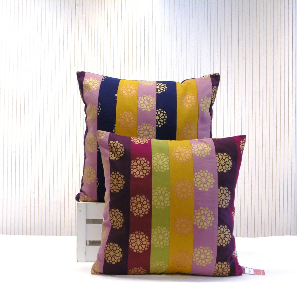 Patchwork Hand Block Printed Square Cushion Sunehri Mandala Gold