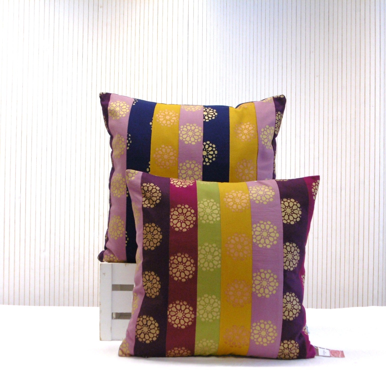Patchwork Hand Block Printed Square Cushion Sunehri Mandala Gold