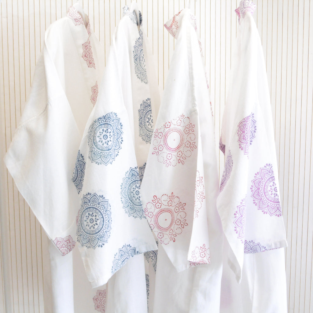 Hand Block Printed White Kimono Style Jacket, Free Size, Subh e Roshan