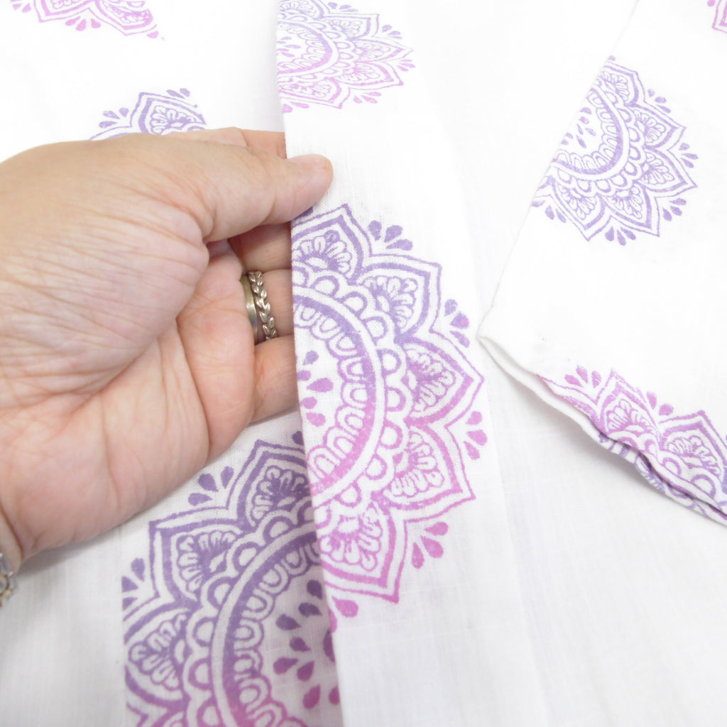 Hand Block Printed White Kimono Style Jacket, Free Size, Subh e Roshan