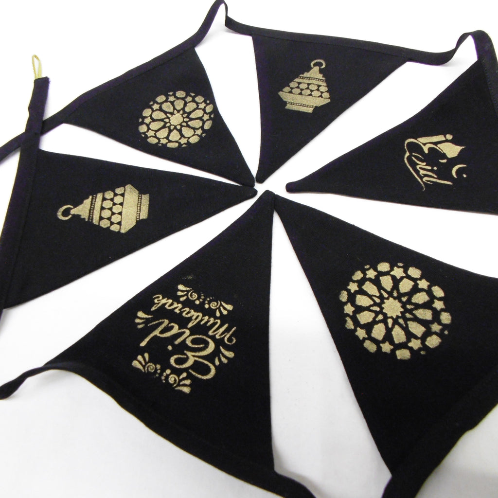 black and gold eid mubarak bunting home decor by naila ahmad london