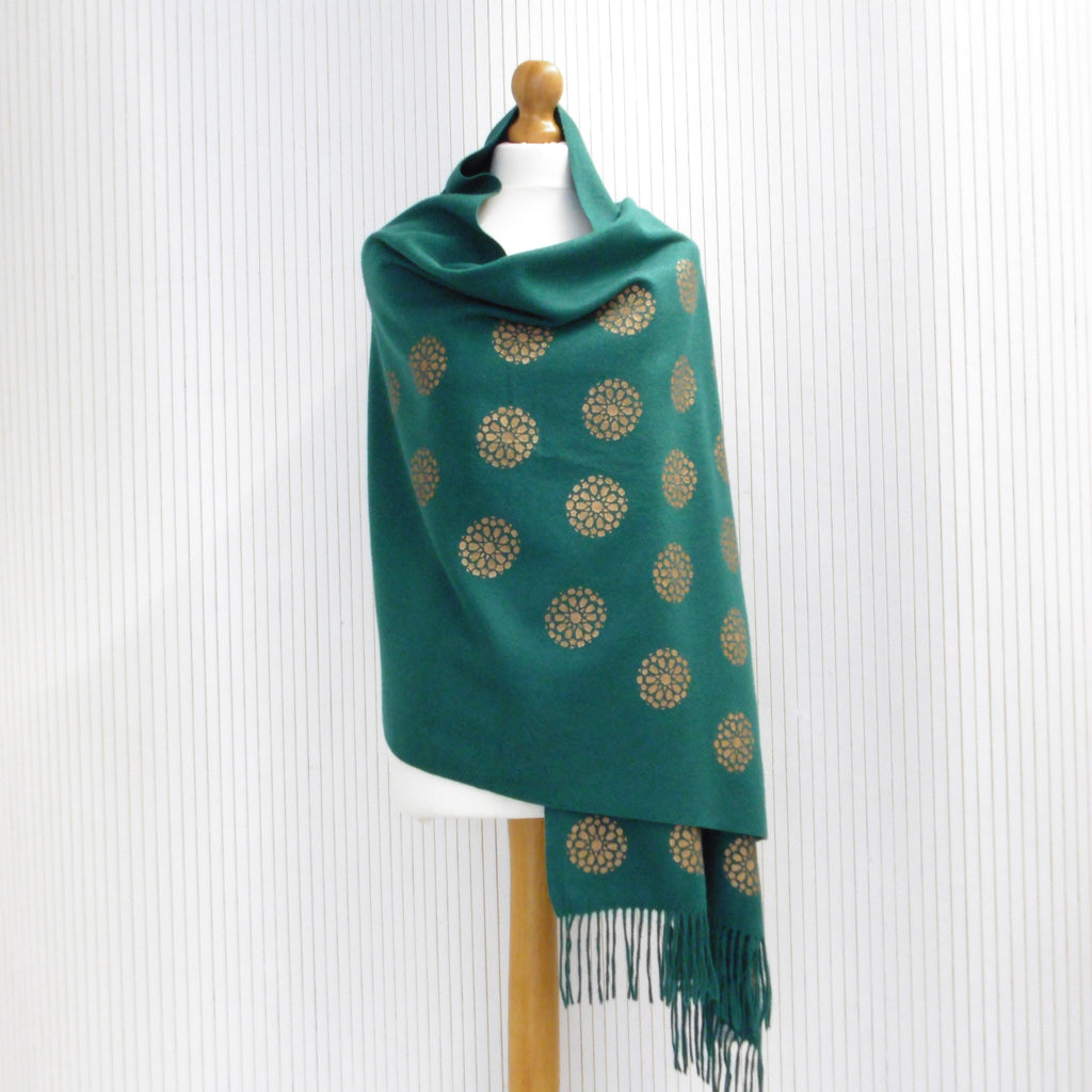 teal winter festive shawl